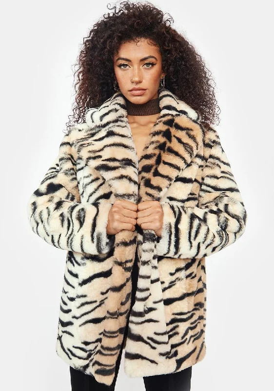 Modern Women's Apparel Fast Fashion Favorites Tiger Hendrix Faux Fur Coat