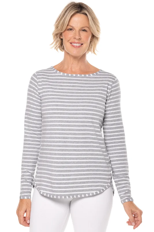 Inspired By You, Designed For You Women's Layered Outfit Inspired By You, Designed For You Women's Heyday Side Split Shirt | Grey/White Stripe