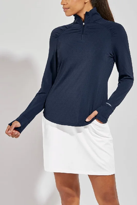 Casual Yet Chic Sales Women's Seasonal Wardrobe Clothing Casual Yet Chic Sales Women's Arabella Golf Quarter-Zip | Navy Diamond Jacquard