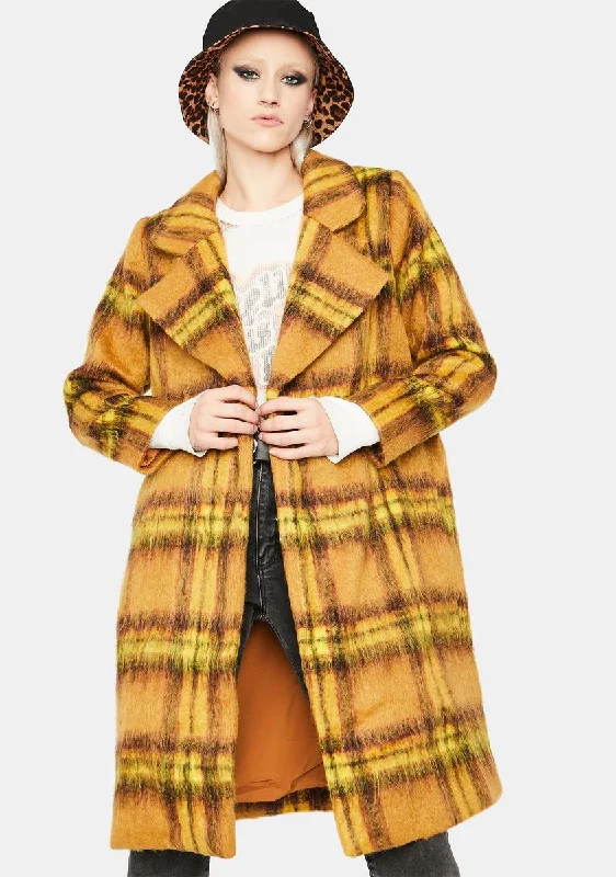 Women's Sporty Clothes Exclusive Discounts State Of Grace Plaid Coat