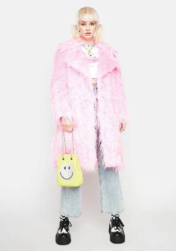 Women's Seasonal Attire Sophisticated Style Offers Pink Genki Faux Fur Coat