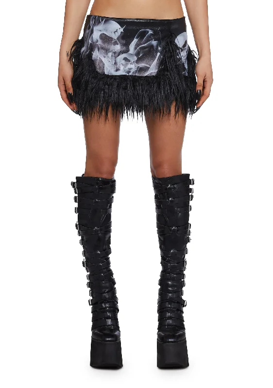 Women's Elegant Outfit Casual Chic Doomsday Faux Fur Mini Skirt