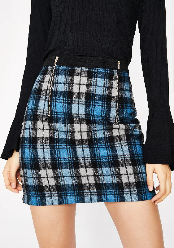 Women's Fashionable Attire For Work Vibrant Style Promotions Sky Break Time Plaid Skirt