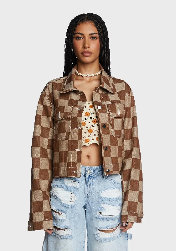 Women's Resort Apparel Daily Deals Checked Out Crop Jacket