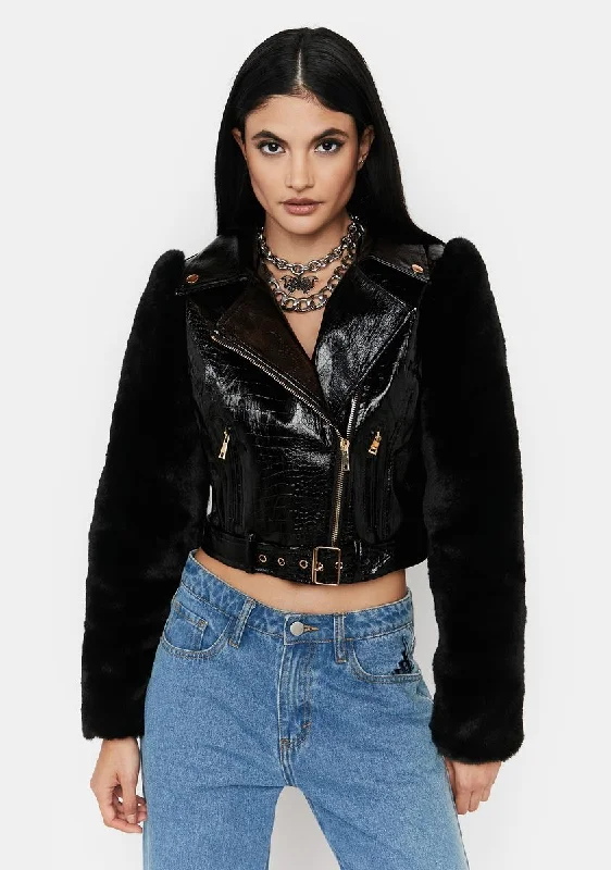 Stylish Women's Outerwear Apparel The Good Stuff Sinful Fur Sure Vegan Leather Jacket