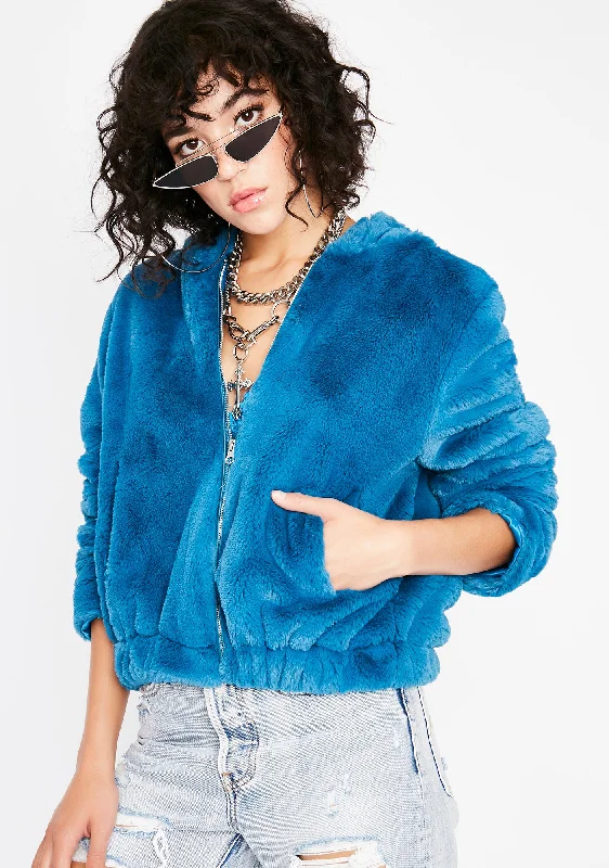 Women's Evening Apparel Classic Chic Deals Peacock Cuddle Buddy Fuzzy Jacket