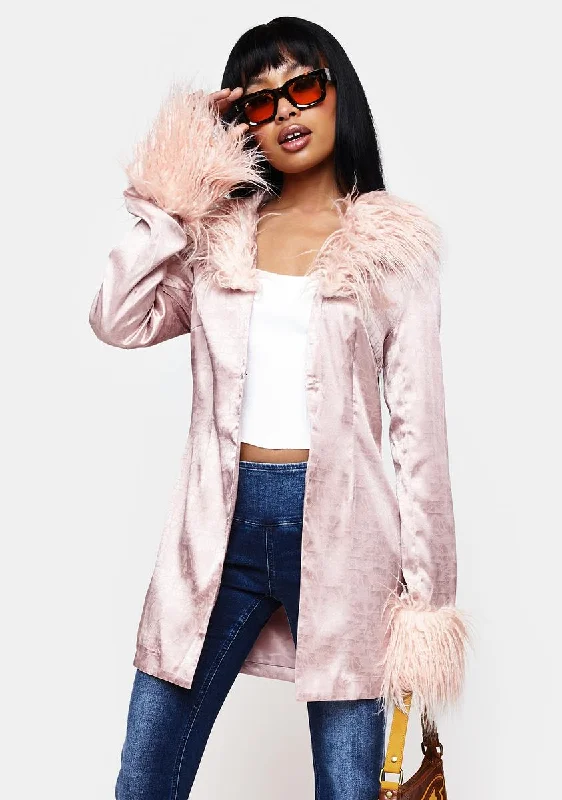 Women's Wardrobe Apparel Flash Sale Fever Blush Marla Satin Jacquard Jacket