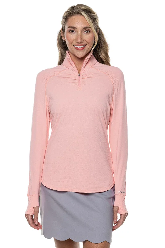 Cozy Comfort Style Sale Women's Clothing For Holiday Travel Cozy Comfort Style Sale Women's Arabella Golf Quarter-Zip | Peachy Pink Diamond Jacquard