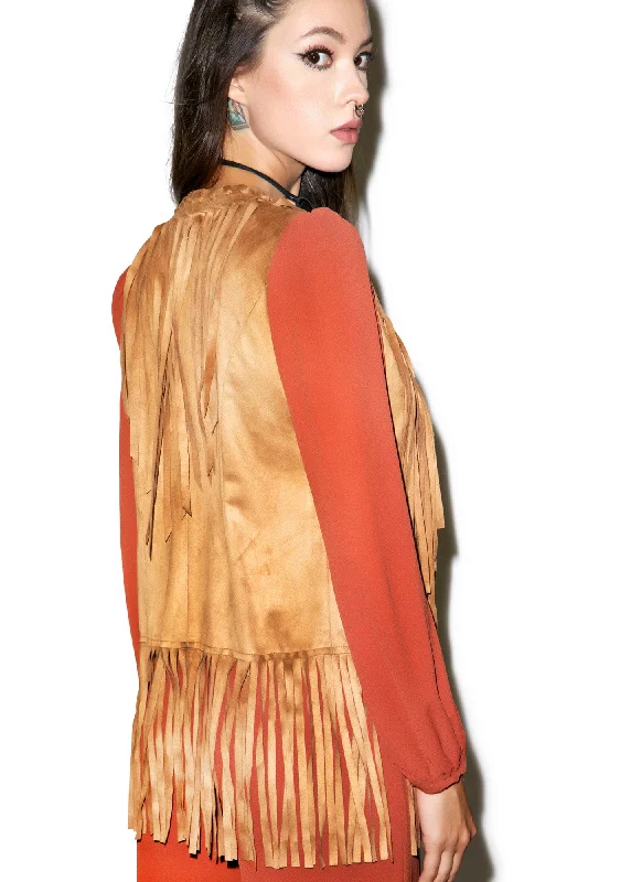 Women's Evening Wear Attire Vintage-Inspired Style Offers Free Spirit Fringe Vest