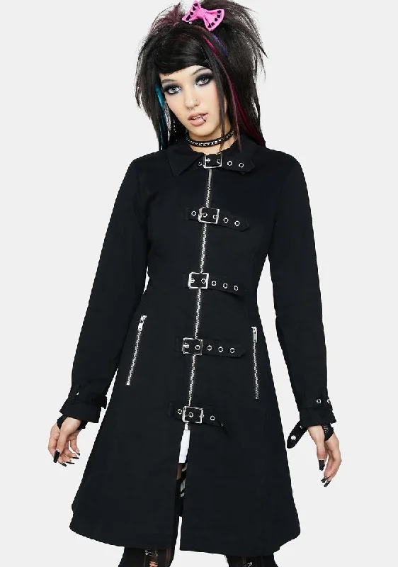 Women's Clothing For Holiday Travel Bid Farewell To The Old Season Merch Booth Trench Coat