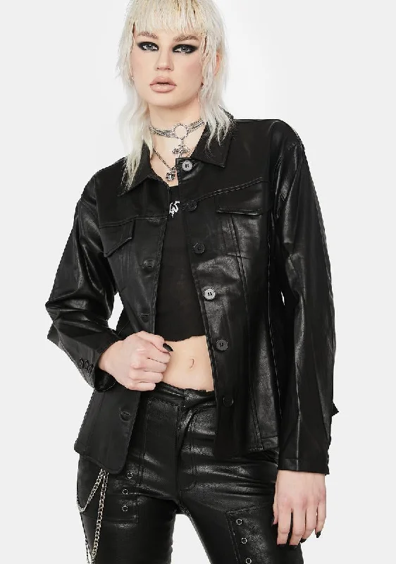 Formal Garments For Women Fashion-Forward Offers Bop Rock Vegan Leather Jacket