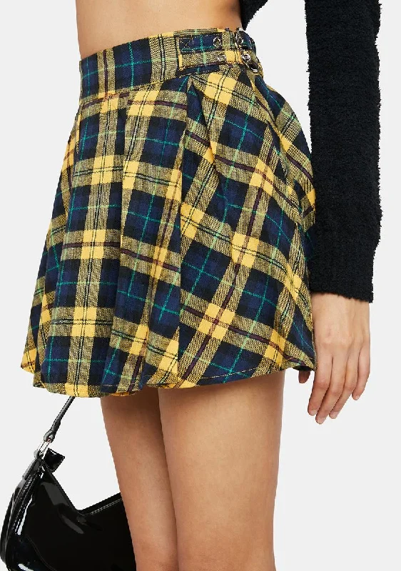 Women's Sporty Chic Clothes Durable Fashion Picks Plaid Pleated High Waist Mini Skirt