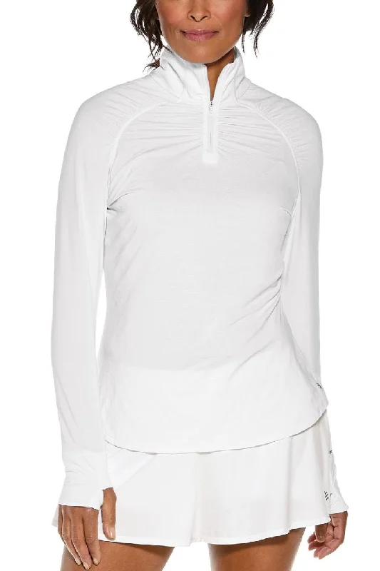 Feminine Luxe Style Sale Women's Fashionable Clothing Sets Feminine Luxe Style Sale Women's Arabella Golf Quarter-Zip | White Diamond Jacquard