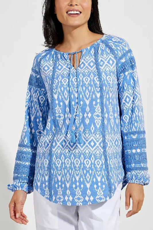 Chic Trend Collection Affordable Women's Apparel Chic Trend Collection Women's Sarti Shirt | French Blue Melrose Ikat