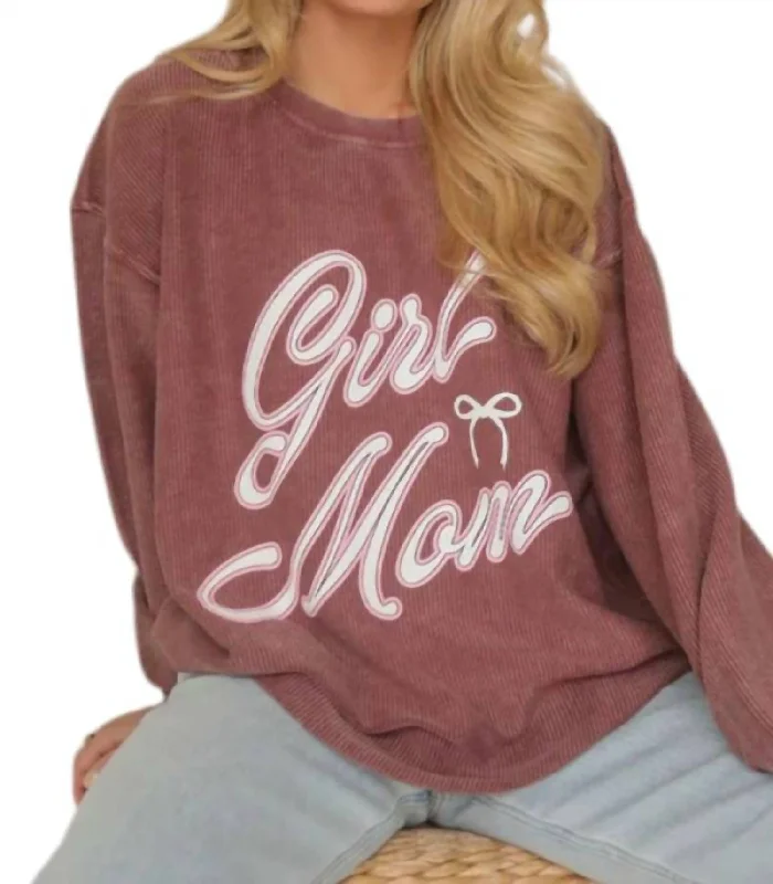 Women's Clothes And Apparel Step Ahead, Lead The Trend Girl Mom Cord Sweater In Maroon