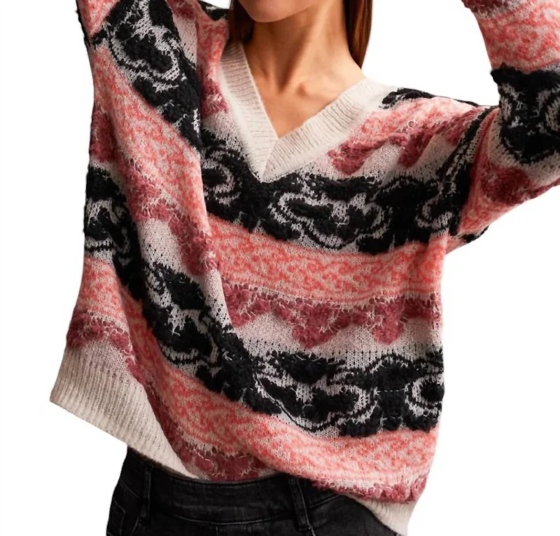 Women's Clothes And Apparel Sets Clearance Sale, All Cheap Looped Yarn Sweater In Eggshell Multi