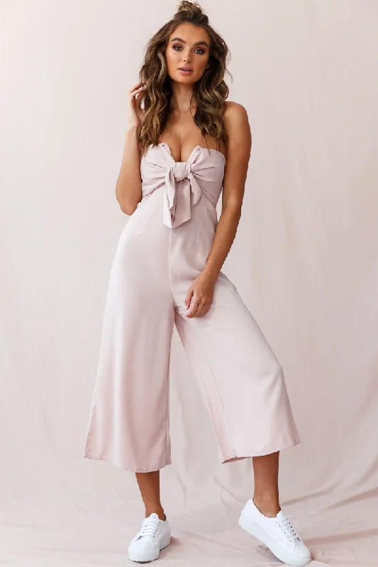 Modern Women's Apparel Style Redefined Khloe Summer Bow Tie Jumpsuit Blush