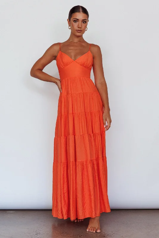 Women's Plus-Size Outfit Bold Style Discounts Main Attraction Cami Strap Maxi Dress Tangerine