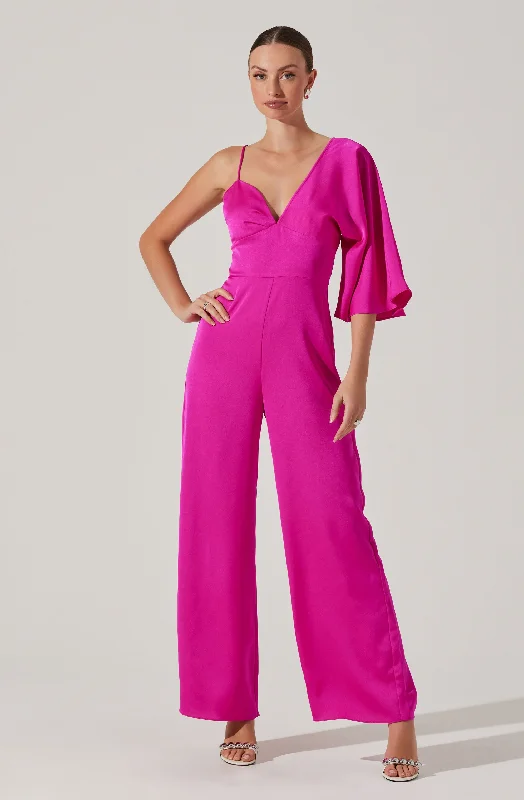 Modern Women's Attire Sale Event, Prices Rock One Shoulder Satin Jumpsuit