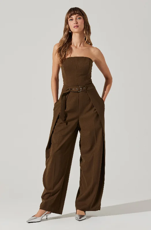 Women's Outerwear Apparel Fashion Deal Bryony Tailored Pleat Belted Jumpsuit