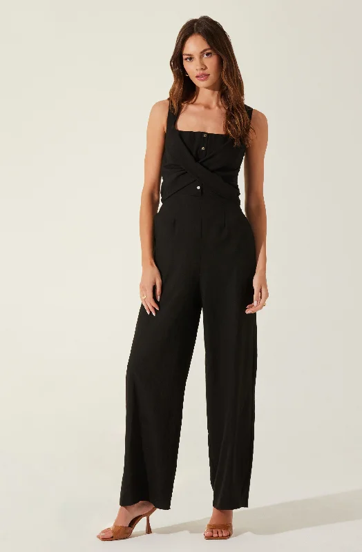 Women's Professional Apparel Season Sale Cross Front Linen Jumpsuit