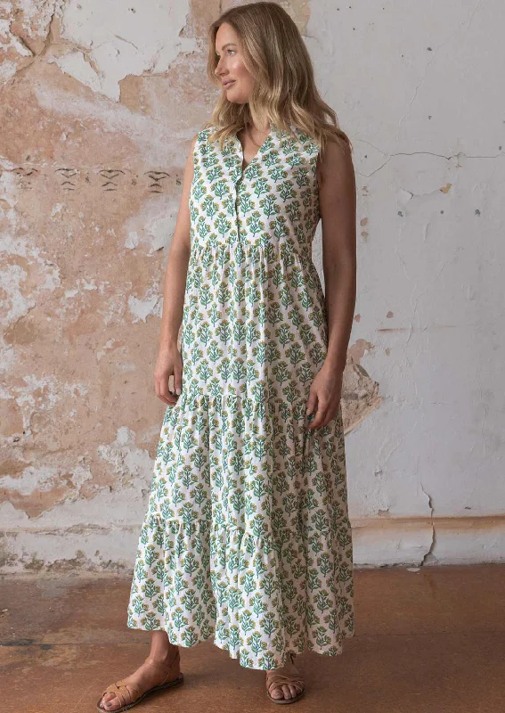 Women's Holiday Clothing Laid-Back Fashion Offers Boho Tiered Maxi Dress Buttercup