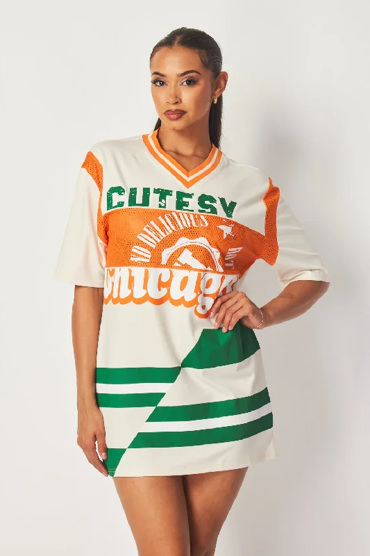 Charming Women's Clothes For Special Events Dive Into Trendy Styles Chicago Girl Sporty Mesh Printed Jersey Mini Dress