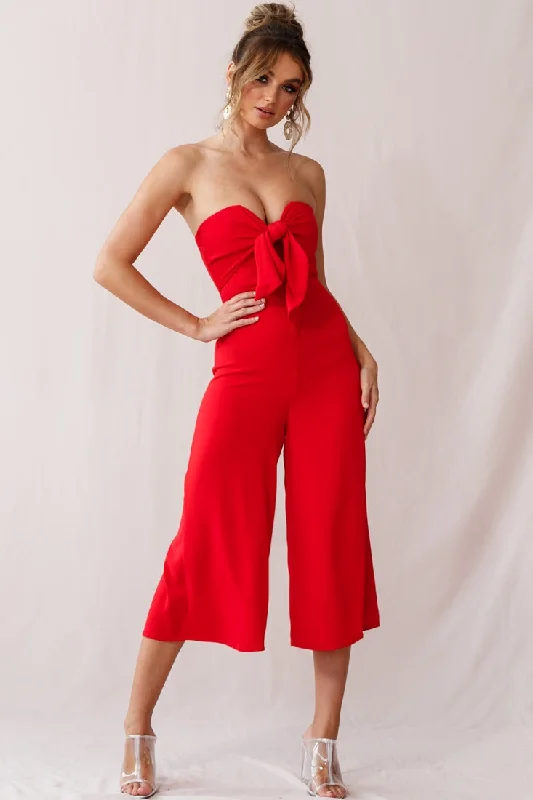 Women's Tops And Clothing Classic Chic Deals Khloe Summer Bow Tie Jumpsuit Red