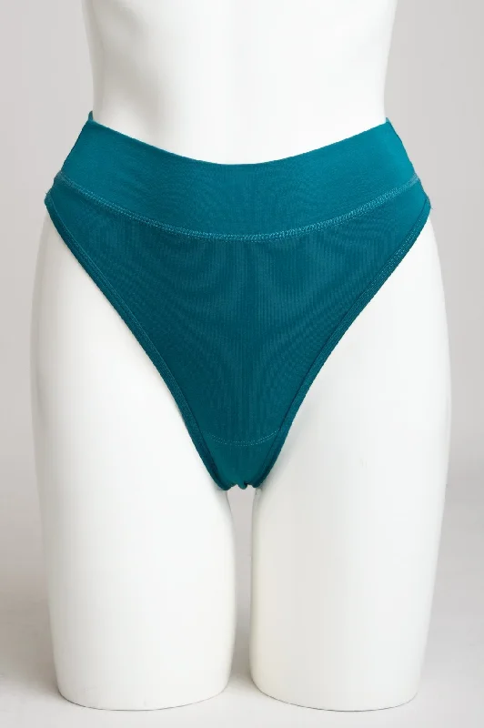 Women's Seasonal Apparel Trendy Street Style La Thong, Teal, Bamboo