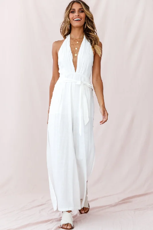 Women's Outdoor Activity Garments Absurdly Cheap Sale Aruba Wide Leg Halterneck Jumpsuit White