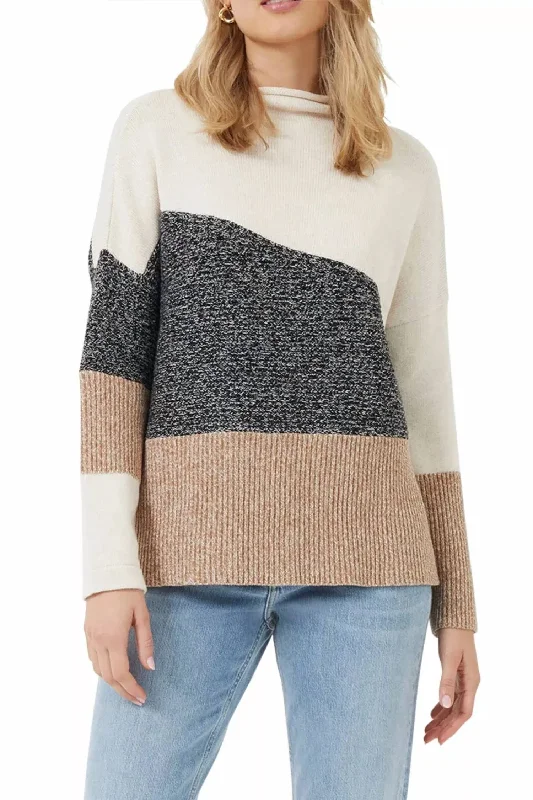 Women's Clothes And Apparel Sets Get The Latest Trends Lotty Color Block Knit Patch Sweater Top In Black