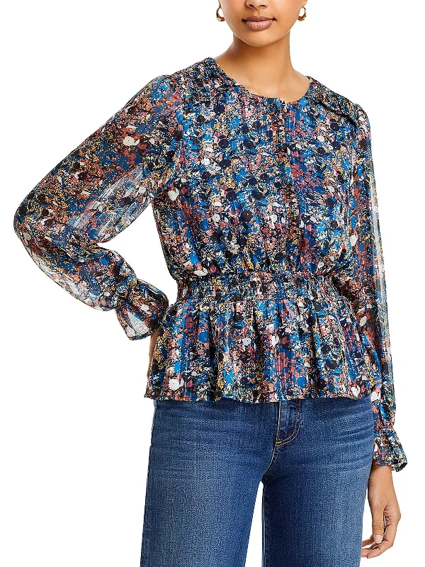 Classic Chic Deals Womens Smocked Printed Peplum Top