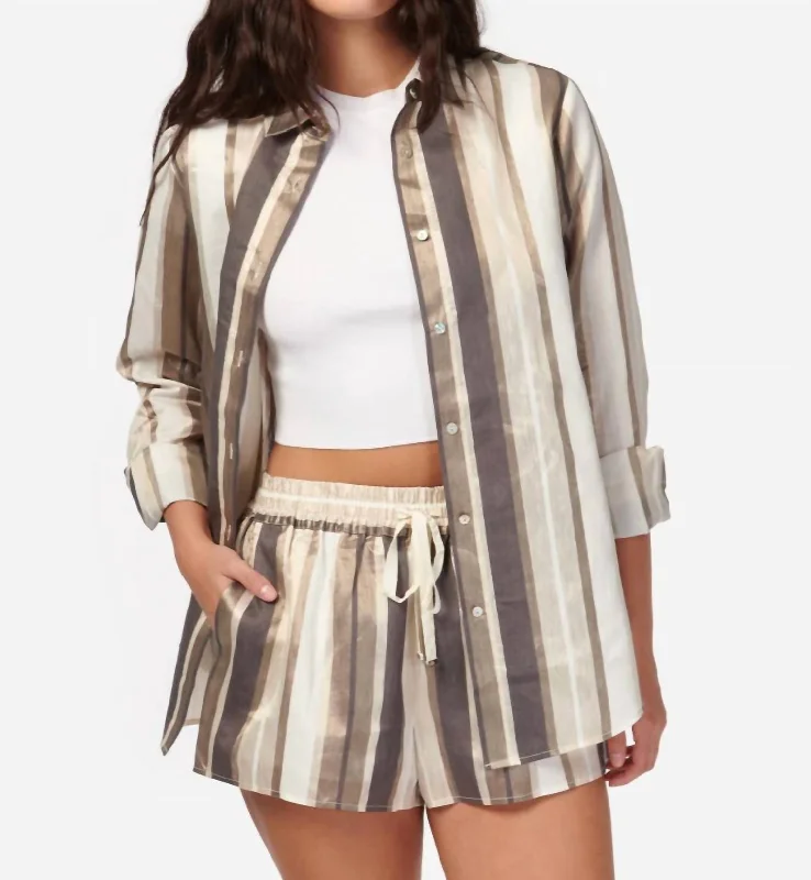 Statement Fashion Offers Malta Metallic Linen Top In Dune