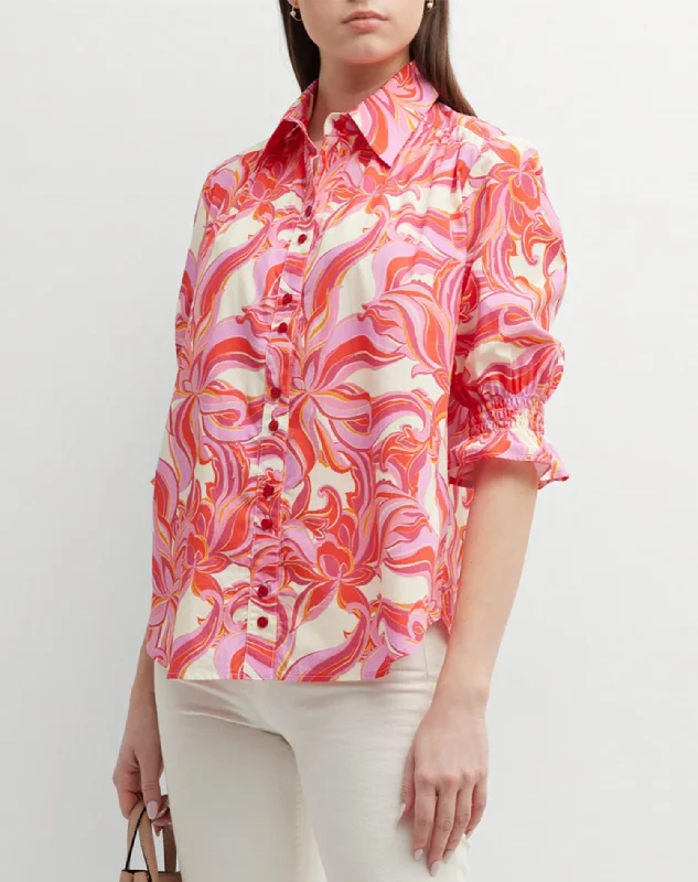 Discount Extravaganza Sirena Button-Down Shirt In Pinwheel Abstract Print