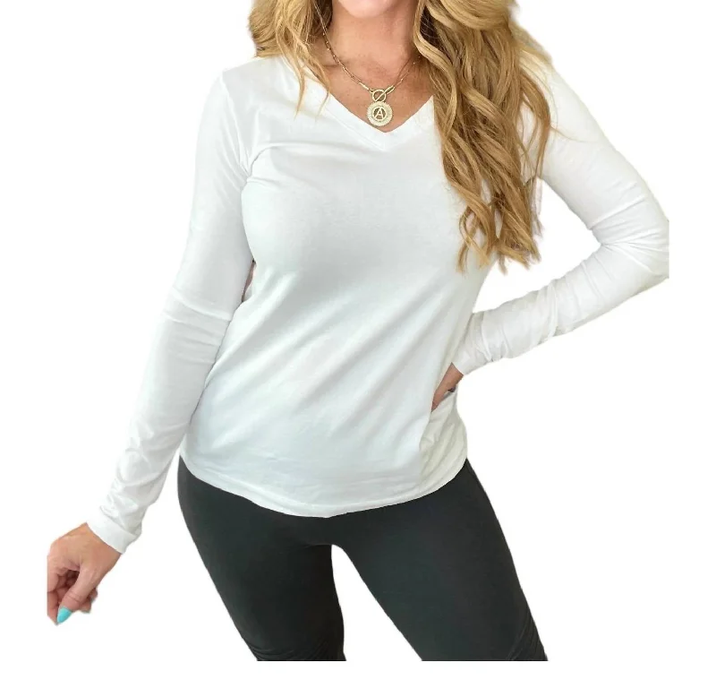 Fall Sale, Prices Drop Relaxed Fit V-Neck Top In White