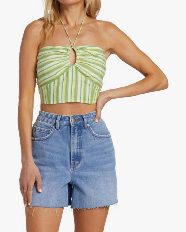 Bold Fashion Sales Bright Side Halter Top In Palm Green