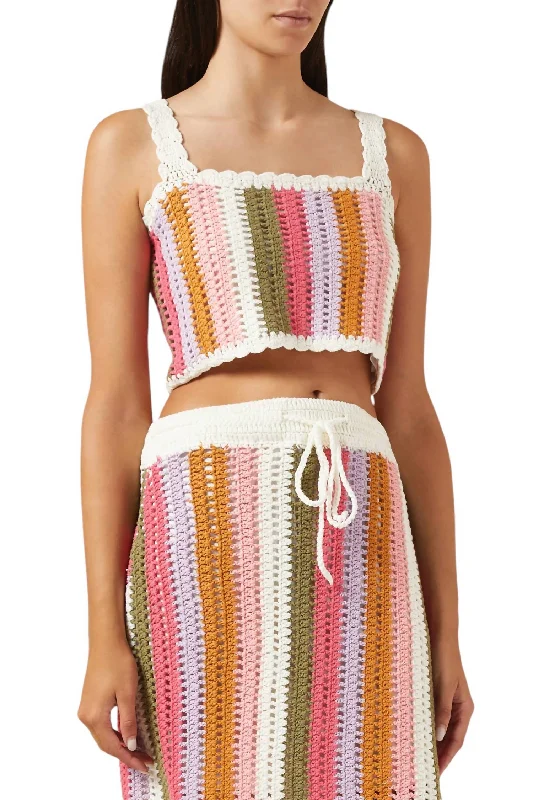 Budget Saver Lito Stripe Crochet Top In Multi