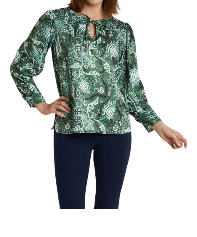 Classic Modern Offers Carmen Top In Frolic Hunter Green