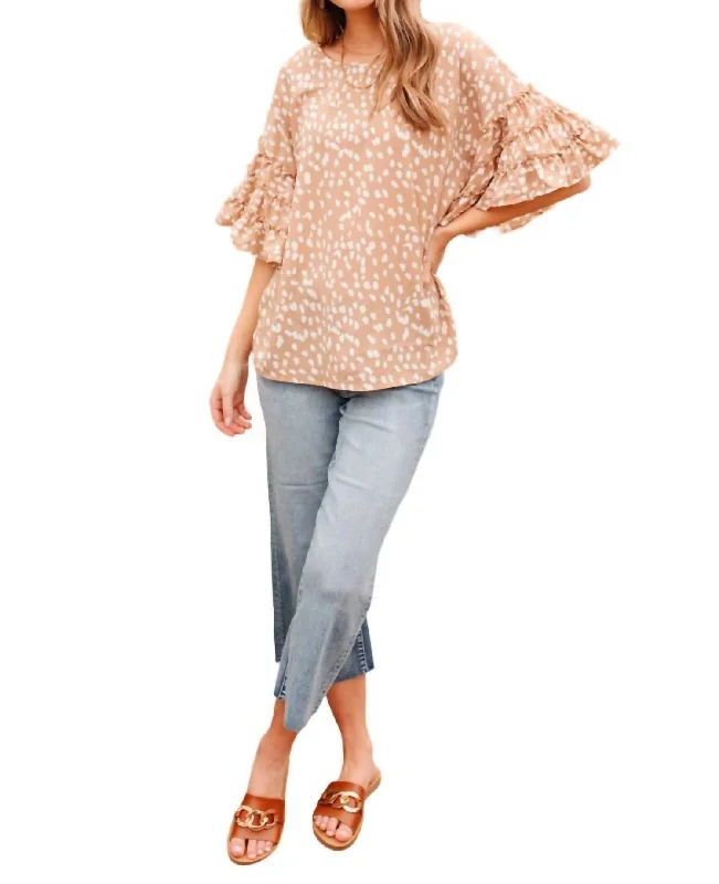 Limited Time Offer Sunset Chaser Spotted Top In Taupe