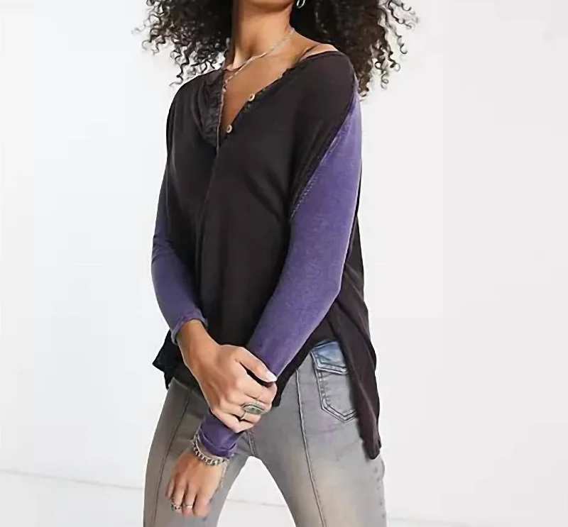 Flash Sale, Don't Miss Grand Slam Color Block Henley Top In Black