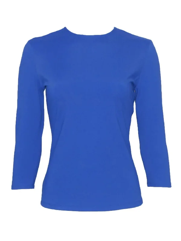 Elevated Casual Discounts Three Quarter Sleeve Shell Shirt In Royal Blue