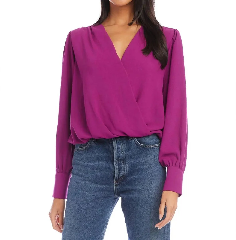 Clearance Event Drape Front Top In Magenta