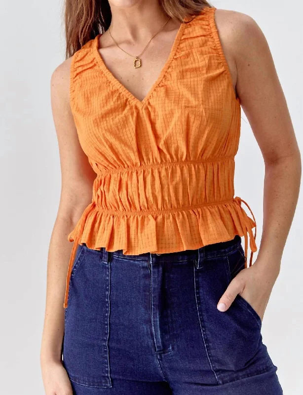 Style Revolution Whitney Textured Top In Orange