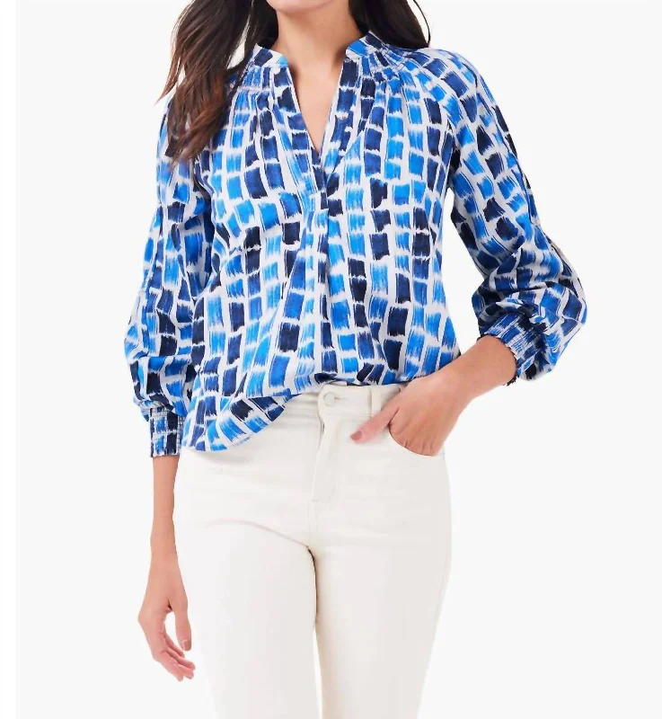 Hot Sale Brushstroke Top In Blue Multi