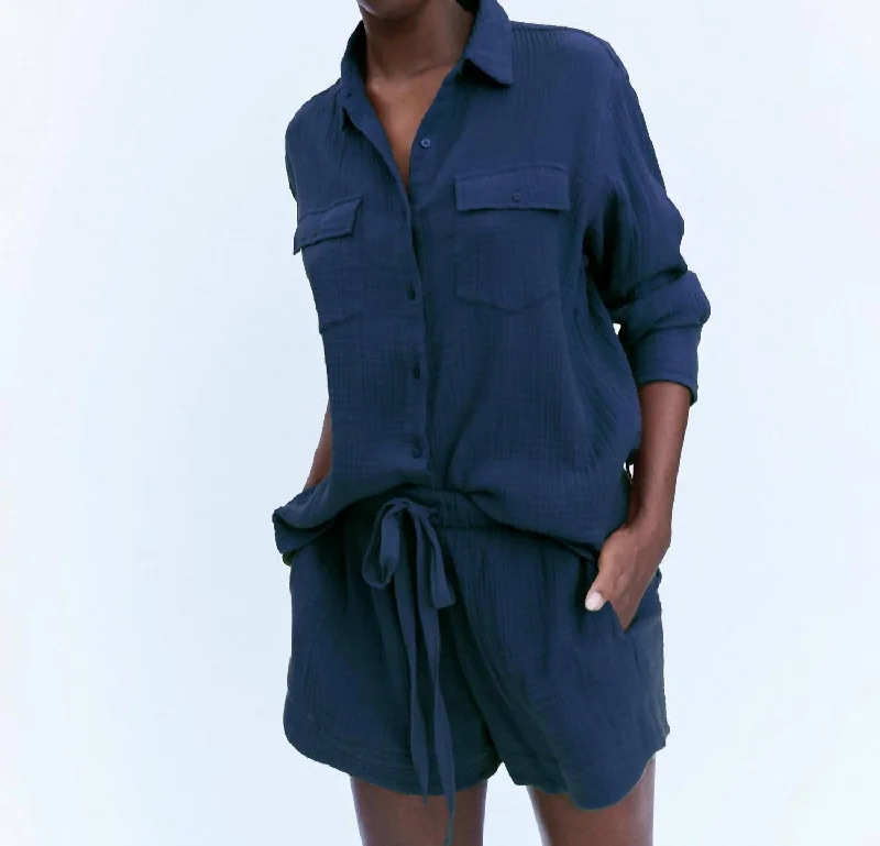 Premium Style The Gauze Rancho Top In Nautical Navy