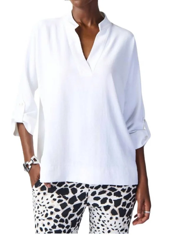 Chic And Edgy Woven Boxy Top With Dolman Sleeves In Vanilla