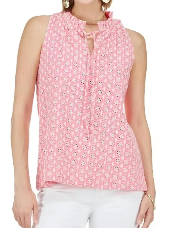 Exclusive Discounts Eyelet Halter Top In Pink