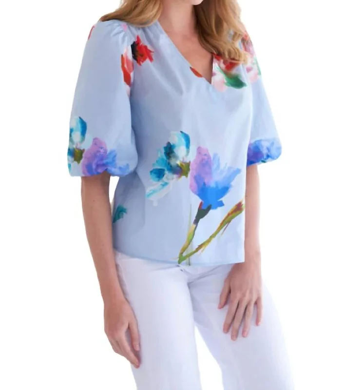 Hot Deals Tish Top In Blue Sky Floral