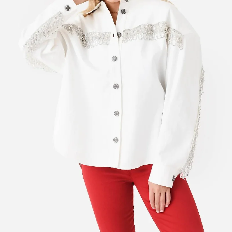 Shop The Hottest Deals Twill Oversized Shirt In Pristine White