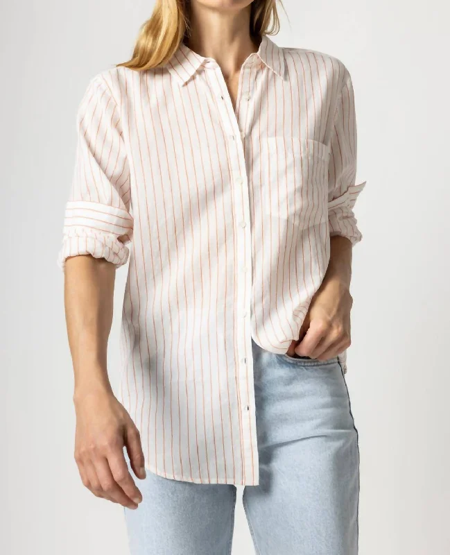 Bold Style Discounts Boyfriend Buttondown Shirt In Tangerine Stripe